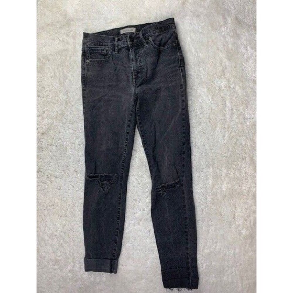Madewell Size 27 Womens Jeans 9" High Riser Skinny Skinny Raw Hem Black